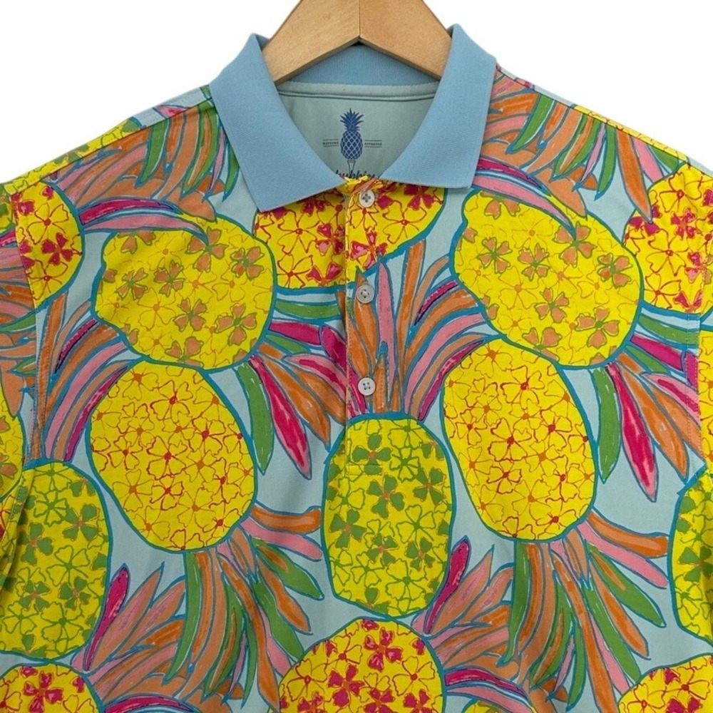 Chubbies Golf The Thigh Napple Pineapple Sketch Polo Shirt M Golfcore Vacation